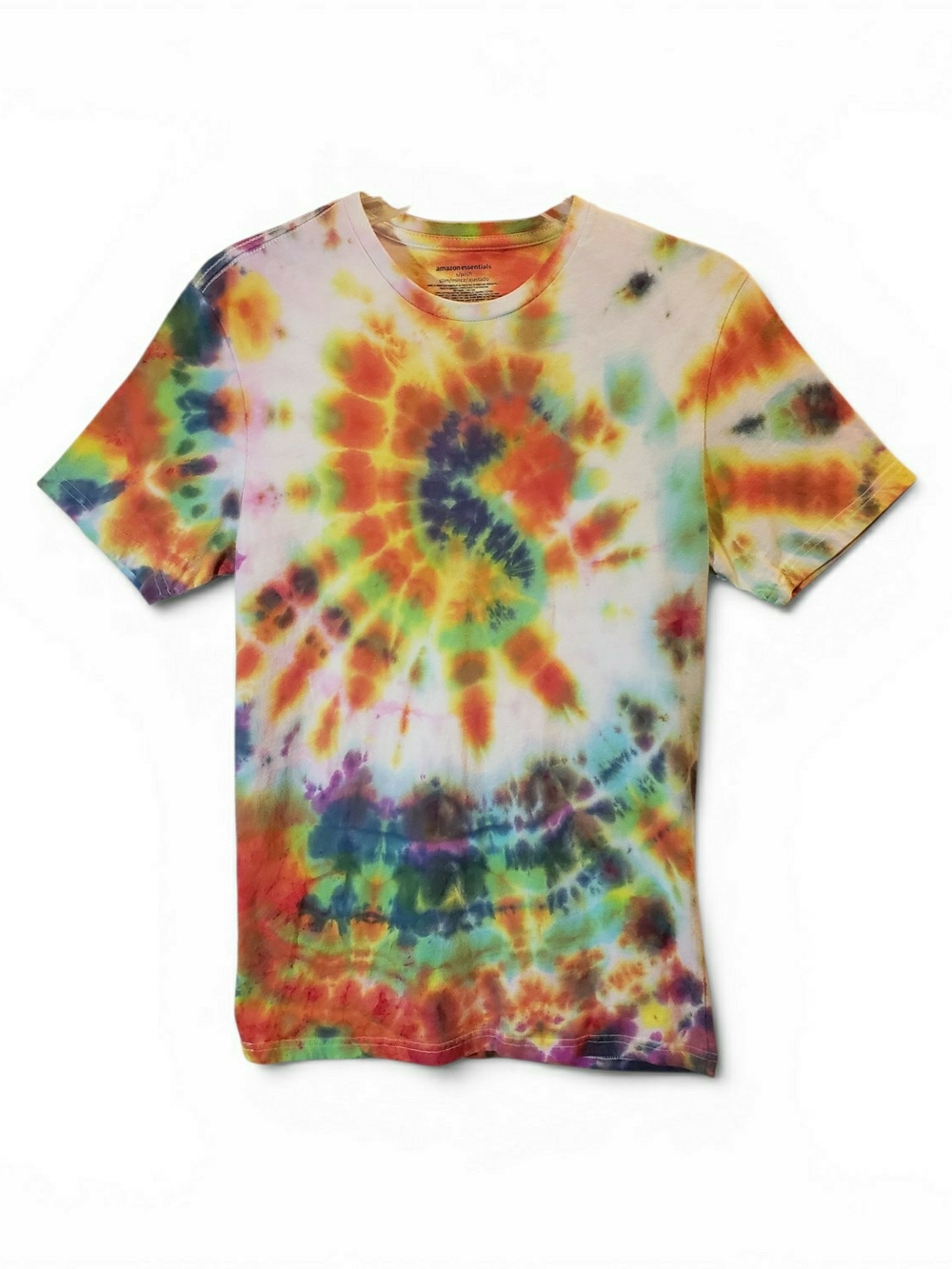 Womens spiral tie-dye t-shirt with a vibrant design. New